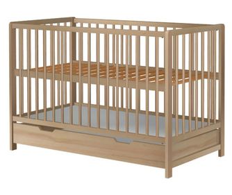 Παιδικό κρεβάτι από ξύλο Hubners Dominic 120x60 cm φυσικό με συρτάρι