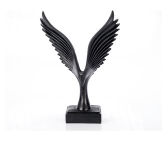 Statueta din rasina, bird black, negru, 26 cm