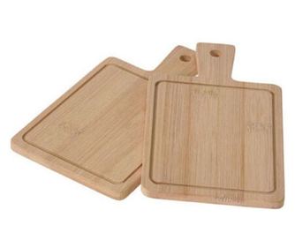 Комплект от 2 мини дъски за рязане Koopman International с дръжка, бамбук, 19 см, кафяви, правоъгълни