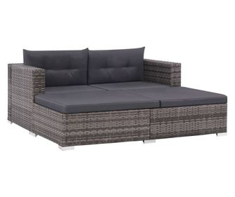 Kertbtor szett prnkkal, 3 rszes, szrke, polirattan