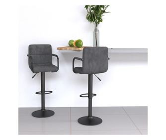 Bar stolčki, 2 kosi, temno sivi, žamet