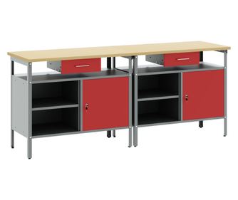 Set de banc de lucru 2 piese vidaXL Roșu Oțel