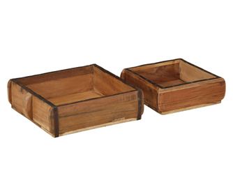 Set de tăvi 2 piese din lemn solid recuperat vidaXL