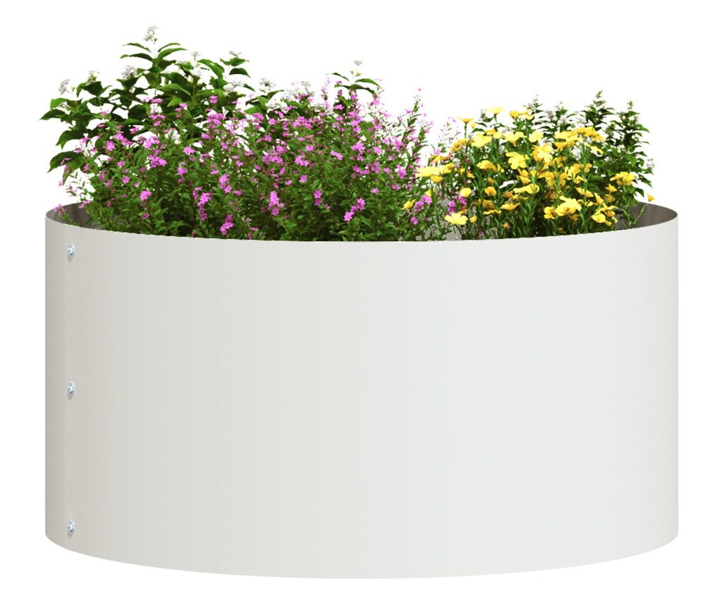 vidaXL Ghivece Metalice Albe Alb Metal 40 cm diametru Ghivece din Metal