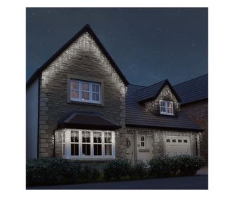 Instalatie Craciun Profesionala de Exterior IP65, 10 m, 240 Led-uri Mari ,Franjuri, Alb rece, Flash, Alimentator, Interconectabi