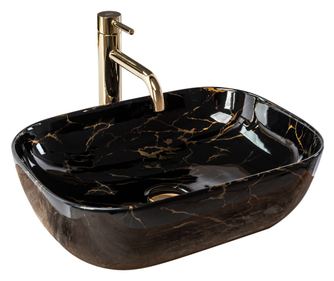 Umývadlo Na Dosku Rea Belinda Marble Shiny Obdĺžnikový Čierna - 46,5X33X13,5CM