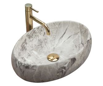 Nablatni Umivaonik Rea Linda Stone Ovalni Bež - 48,5X34X14,5CM
