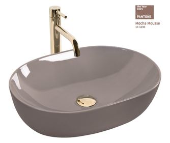Umivalnik Na Pult Rea Lisa Shiny Oval Bež - 49X35X14CM