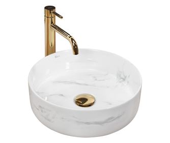 Lavoar Pentru Blat Rea Sami Nature Marble Bicicletă Alb - 36X36X11,5CM