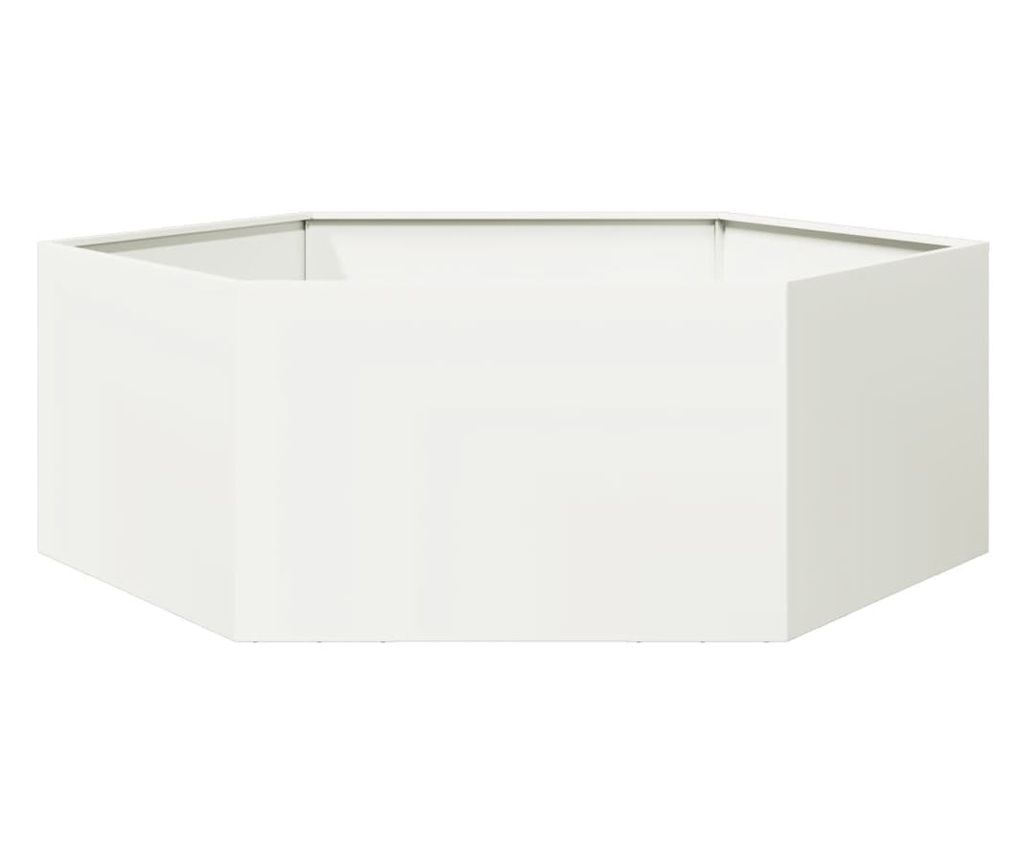 vidaXL Jardinieră de grădină alb 138x120x45 cm oțel hexagonal