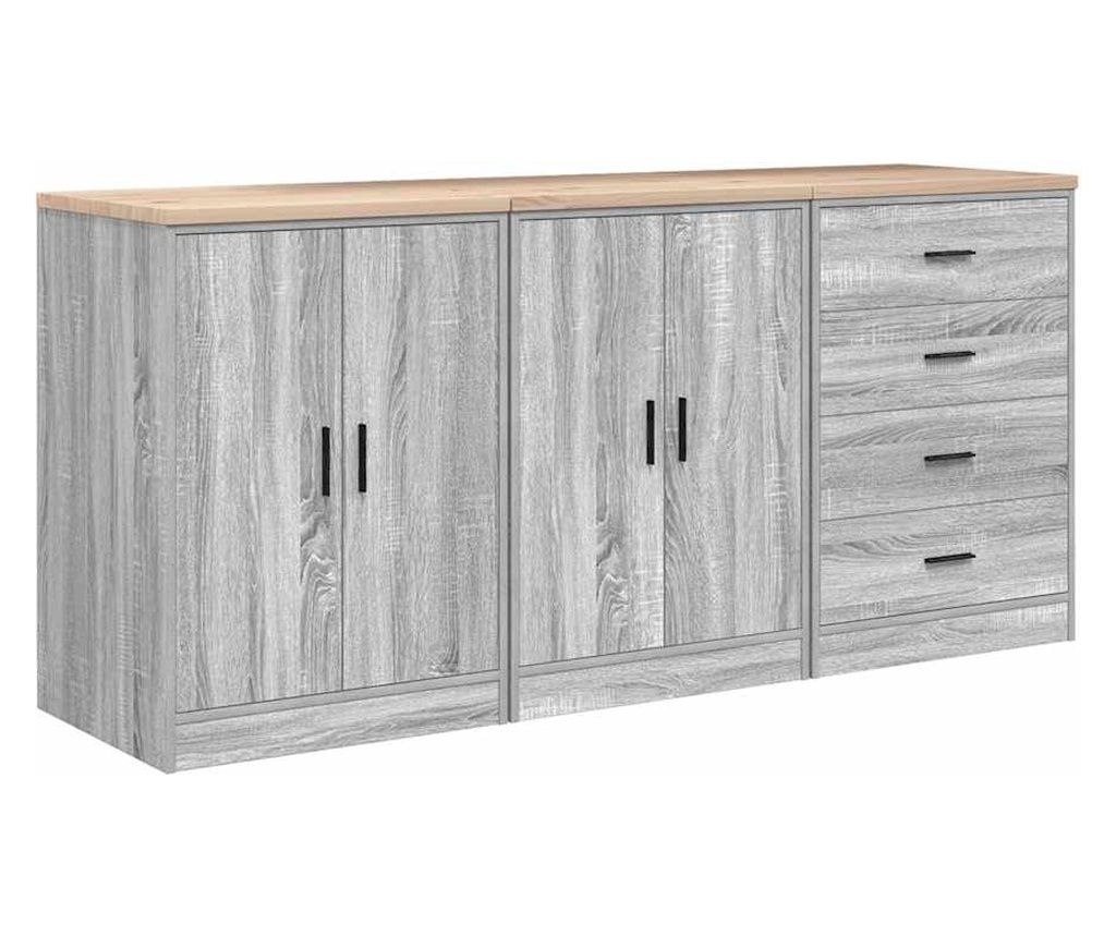 vidaXL Garage Cabinets 6 pcs Sonoma Grey Wood