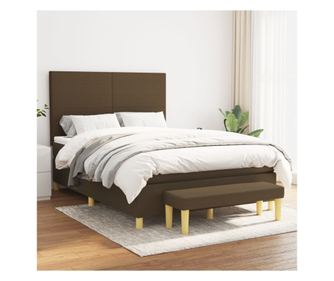 Континентално легло с матрак, тъмнокафяво, 140x200 см, текстил