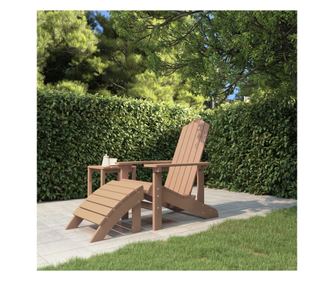 Πολυθρόνα Adirondack Κήπου με Υποπόδιο Καφέ HDPE