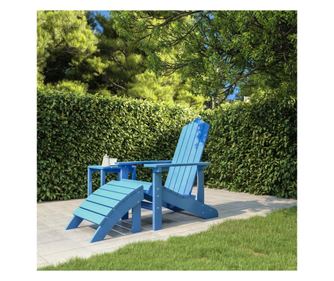 Πολυθρόνα Adirondack Κήπου με Υποπόδιο, Aqua Blue, HDPE