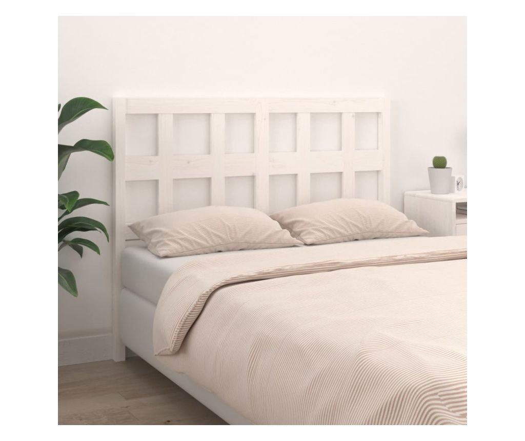 Tăblie de pat, alb, 165,5x4x100 cm, lemn masiv de pin