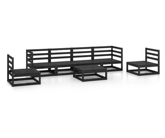 Set vrtne garniture, 7 komada, crna, masivno drvo bora