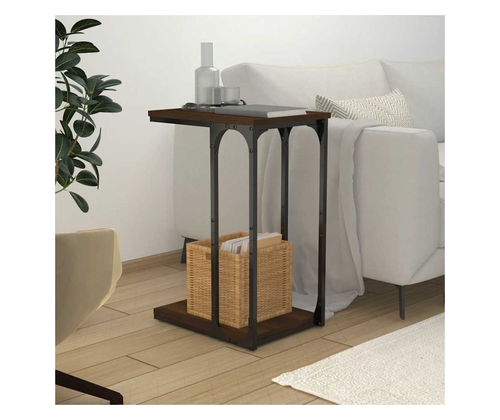 Măsuță laterală, stejar maro, 40x30x60 cm, lemn prelucrat