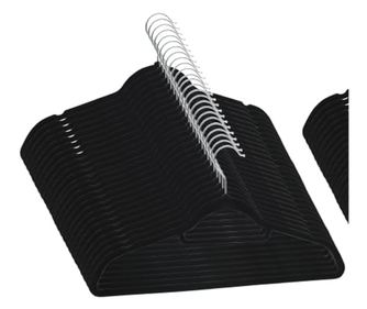 Set protukliznih vješalica, 100 kom., crna, baršun