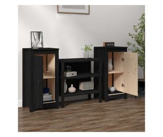 Omarica, 2 kosa, črna, 40x35x80 cm, masivni borovec