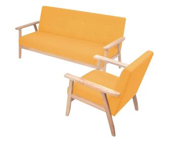 Set trosjeda od 3 dijela, tekstilni materijal, žuta