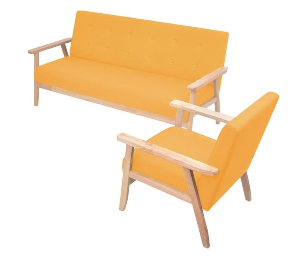 Set trosjeda od 3 dijela, tekstilni materijal, žuta