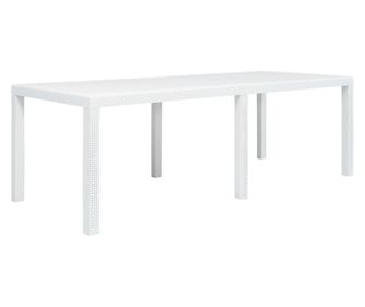 Masă de grădină, albă, 220x90x72 cm, plastic, aspect ratan