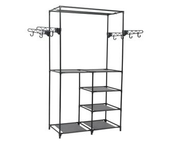 Stalak za odjeću, crni, 87 x 44 x 158 cm, čelik i netkani materijal