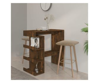 Τραπέζι Μπαρ με Ράφι Αποθήκευσης Καπνιστό Δρυς 100x50x101.5cm Μοριοσανίδα