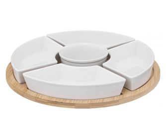 Комплект за сервиране на аперитив Rauma, порцелан, бамбук, 4,7 x H 27 см