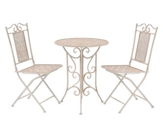 Set bistro namještaja, 3 dijela, bijela, čelik