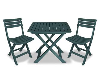 Set mobilier bistro pliabil, 3 piese, verde, plastic