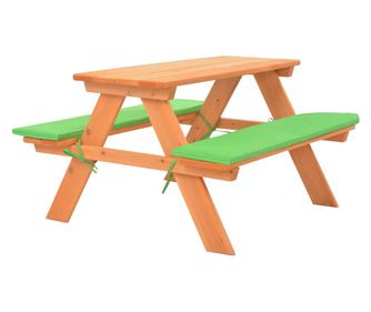Детска маса за пикник с пейки 89x79x50см масивна елова дървесина