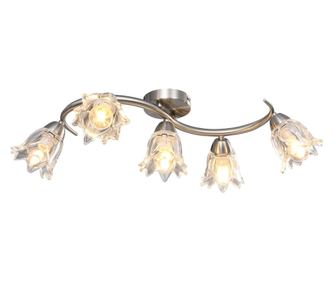 Luster, prozirni stakleni abažuri, 5 žarulja E14, tulipan