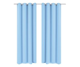 Závěsy s kovovými kroužky, 2 ks, 135 x 175 cm, tyrkysové