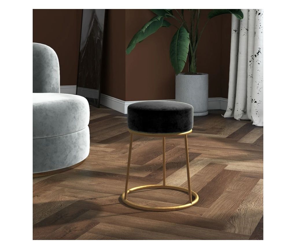 Okrugli tabure, crni, baršun