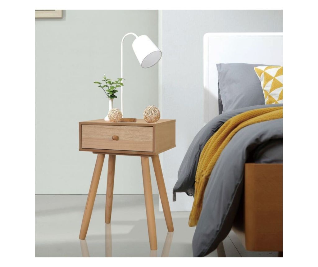 Noptiere din lemn masiv de pin 2 buc, 40 x 30 x 61 cm, maro