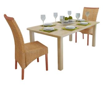 Stolice za blagovaonicu, 2 kom., smeđe, prirodni ratan