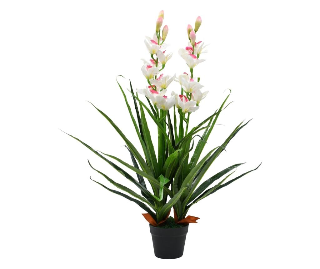 Umjetna biljka orhideja Cymbidium s posudom 100 cm zelena