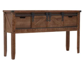 Konzolna miza iz masivnega smrekovega lesa, rjava, 131x35,5x75 cm