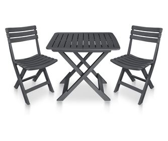 Set mobilier de bistro pliabil, 3 piese, antracit, plastic