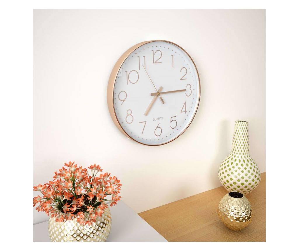 Ceas de perete, auriu rose, 30 cm