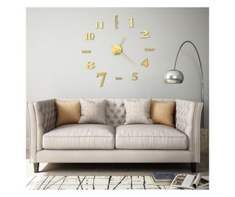 3D стенен часовник, златен, 100 см, XXL, модерен дизайн