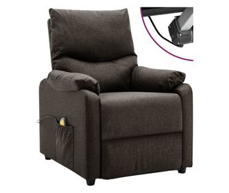 Fotelj za masažu električni, tamnosmeđi, tekstil