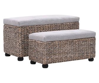 Set klupa, 2 kom., siva, morska trava