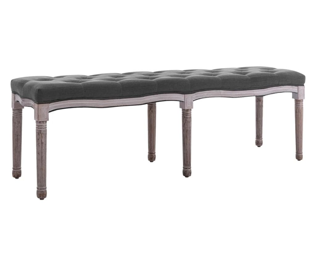 Bancă, gri închis, 150x40x48 cm, pânză și lemn masiv