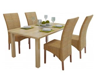 Stolice za blagovaonicu, 4 kom., smeđe, prirodni ratan