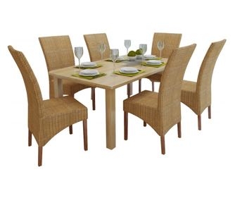 Stolice za blagovaonicu, 6 kom., smeđe, prirodni ratan