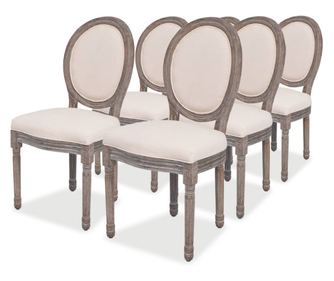 Kuhinjski stoli, 6 kosov, krem, tekstilni material