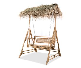 Houpací síť se 2 místy, s palmami, 202 cm, bambus