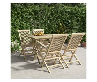 Vrtni namještaj, 5 dijelova, siva, masivno tikovo drvo